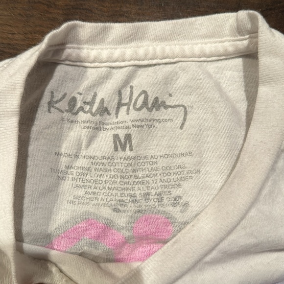 Keith Haring Dancing People Art T-Shirt Short Sleeve White/Multicolor - Picture 3 of 3